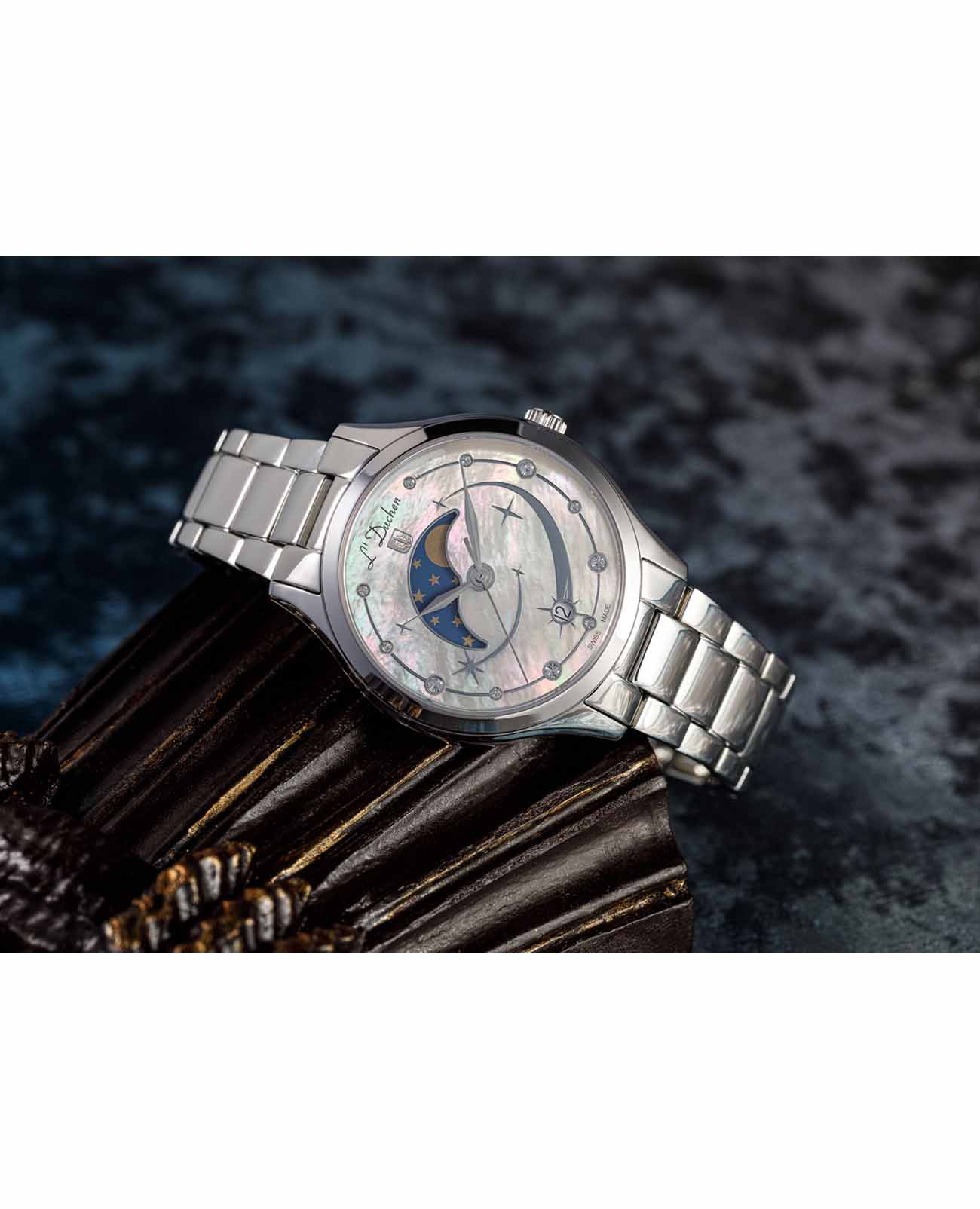 L'Duchen L'Duchen Perseides D 837.10.43,  швейцария женские часы на браслете нержавеющая сталь боковой вид